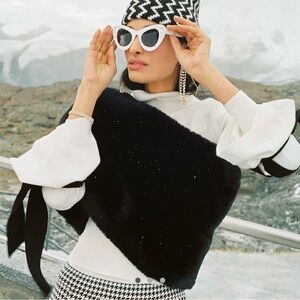 Anthropologie Faux Fur Stole Infinity scarf by Maeve Shawl NEW NWT Black